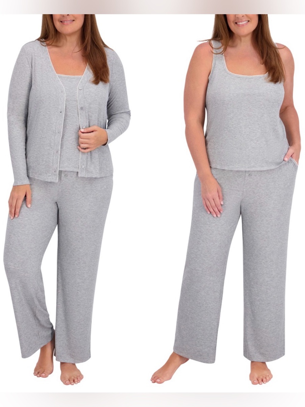 New Live 2 Lounge Gray 3 Piece Lounge Pajama Set Size XXL